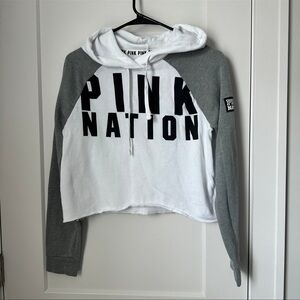 Victoria's Secret PINK White Hoodie with Black Logo Trim